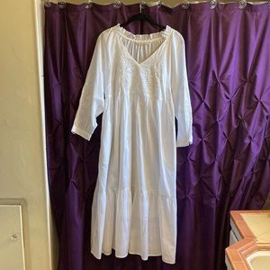 Wayward Fancies eShakti size 8 white semi-sheer spring/summer midi dress pockets